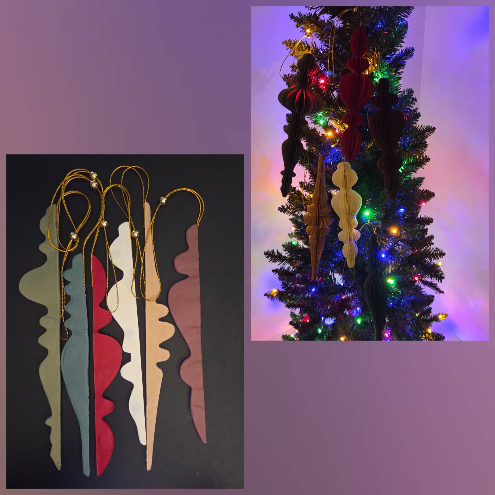 OuMuaMua 6Pcs 3D Paper Christmas Ornaments
