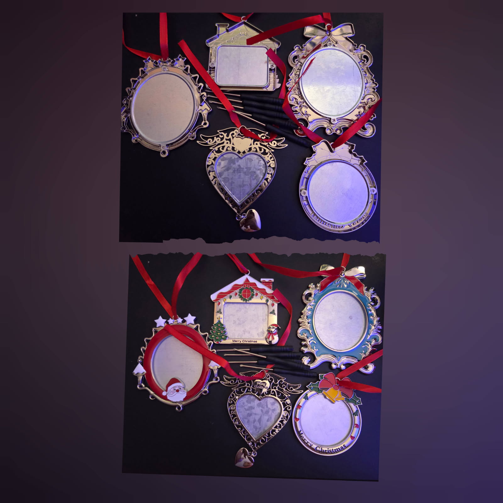 Geelin 5 Pcs Metal Photo Frames Christmas Ornament
