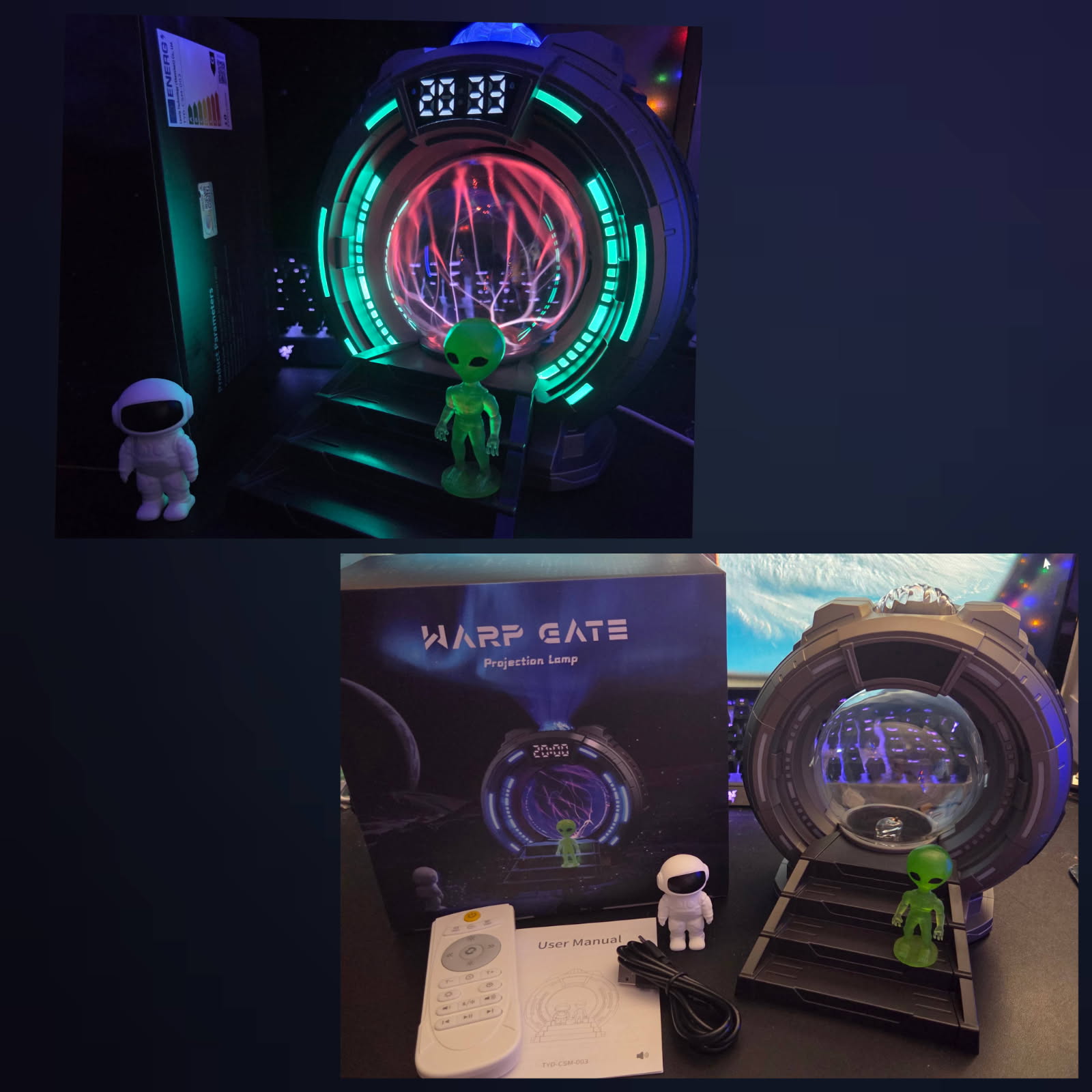 OurStarry Galactic Portal Galaxy Projector Lamp with Plasma Ball