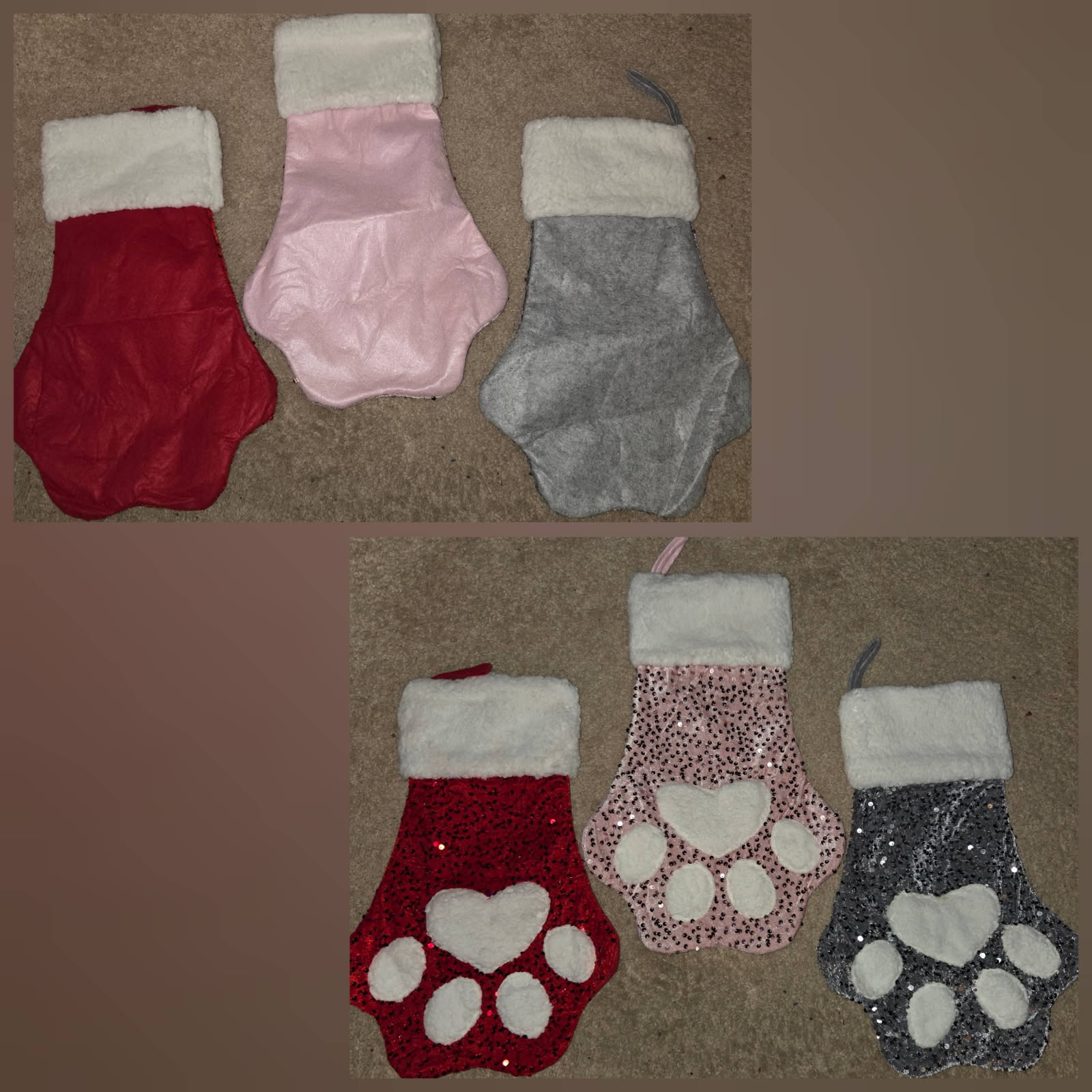 Yuokwer Set of 3 Paw Christmas Stockings