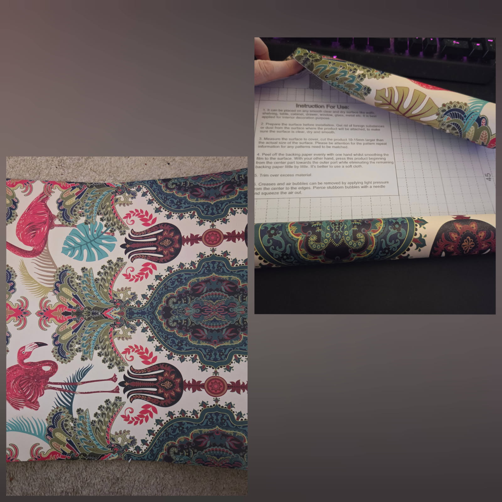 Floralplus Peel and Stick Flamingo Vintage Floral contact paper