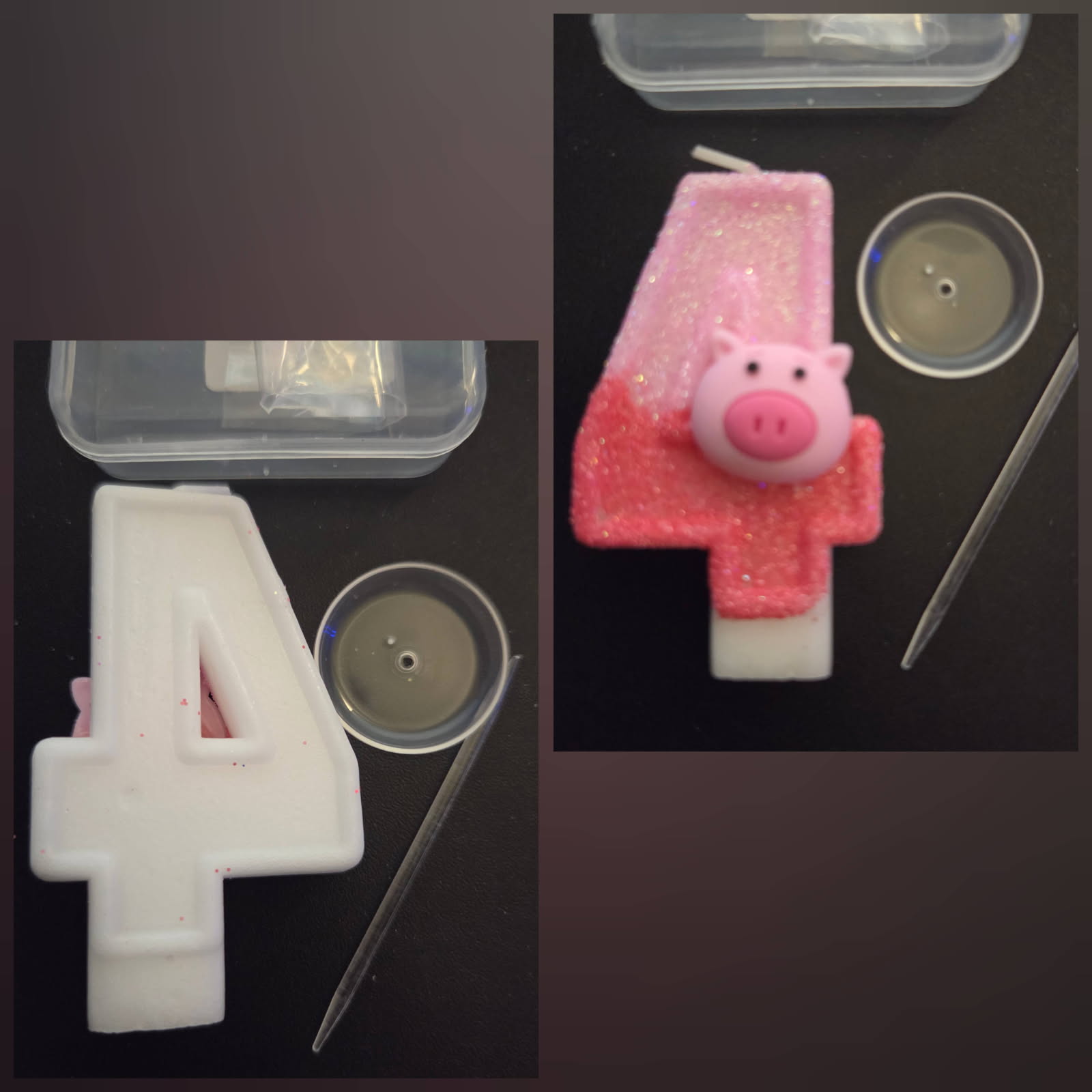 ToonGlow 4th Number Birthday Candle, Cute Pink Pig