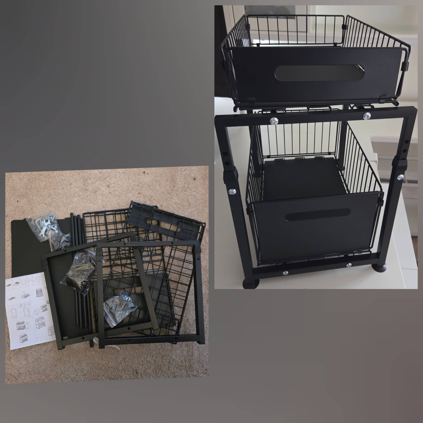 MIKEE Under Sink Organizer, 2 Tier Under Sink Organizers and Storage, Black