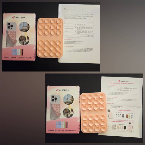 Joehcyne Suction Phone Case Mount Silicone, Pink