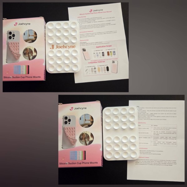 Joehcyne Suction Phone Case Mount Silicone, White