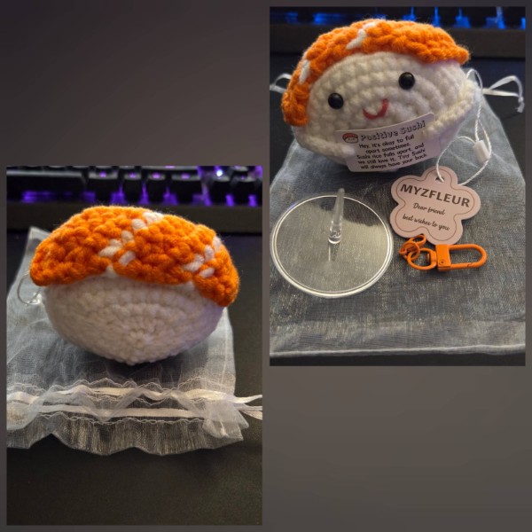 MYZFLEUR Emotional Support Crochet Salmon Sushi Doll