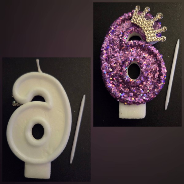 soogoo Birthday Number Candle, Purple Crown Number 6