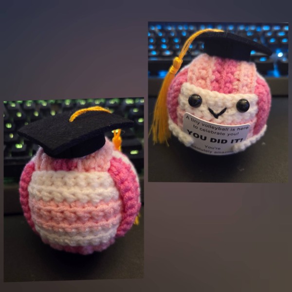 Zelaxeyi Funny Crochet Pink Volleyball Graduation