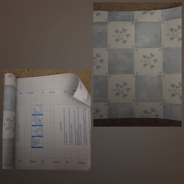 Safiyya Peel and Stick Wallpaper Light Blue Checkered Floral Contact Paper