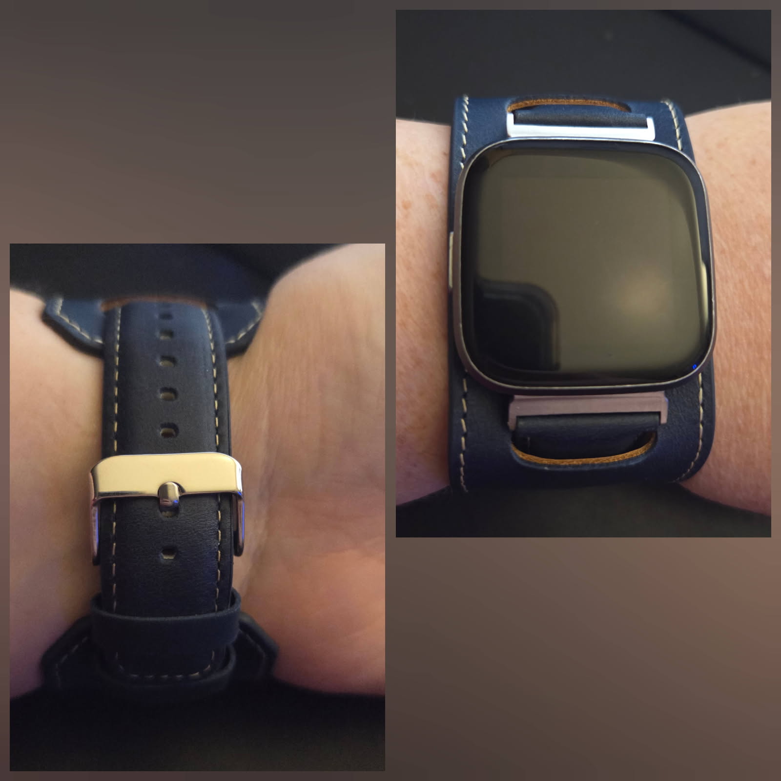 HARDISTON Blue Leather Watch Band for Fitbit Versa 2