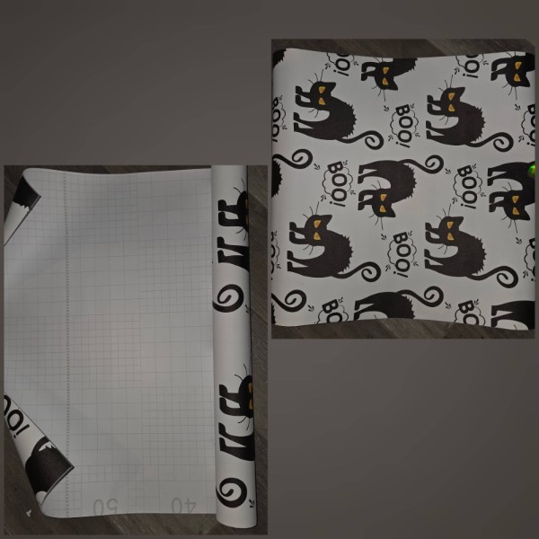 CALXSLPA Halloween Black Cat Pattern Peel and Stick Wallpaper